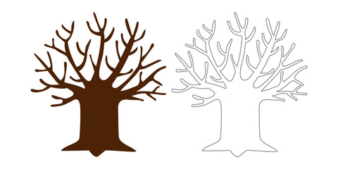 trunk tree and branch shape icon, tree silhouette outlined, branch, tree huge simple symbol
