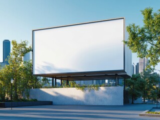 Obraz premium Blank Billboard in Urban Setting Modern Ad Space Template for Advertising Promotions Mockup Display