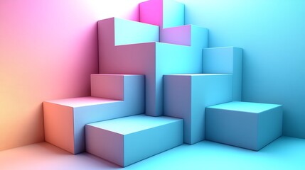 Obraz premium Pastel cubes, display, gradient background, product placement