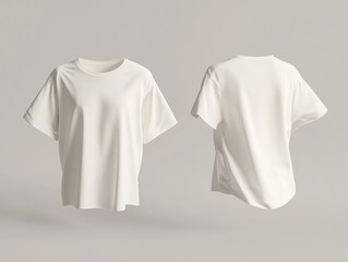 Blank White T Shirts Displayed in Front and Back Views for Customization and Mockup Purposes