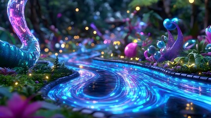 glowing river fantasy landscape - fantasy art