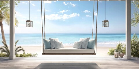 Fototapeta premium Embracing serenity from a swing on the porch