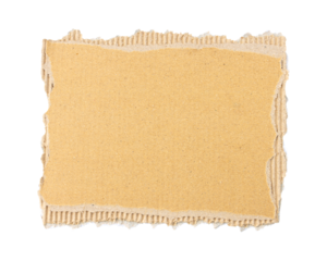 Brown cardboard torn paper edge sheet isolated on transparent background