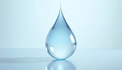 Fototapeta premium A Single Drop of Pure Water, Crystal Clear Reflection