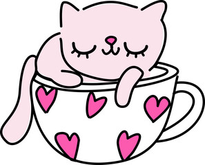 cat with heart coffee cup valentines cartoon
