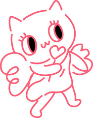 Whimsical Cupid angel cat cartoon