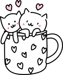 cat with a hearts cup cartoon valentines cartoon
