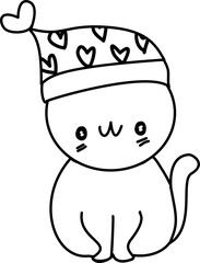 cat and heart hat cartoon doodle
