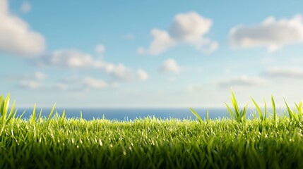 Obraz premium Green Grass Ocean Horizon Summer Landscape