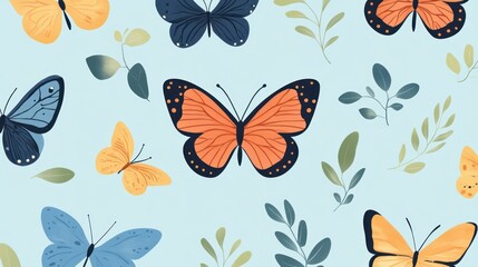 Simple cute butterfly vector pattern