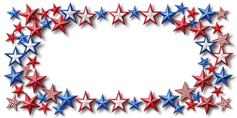 Fototapeta premium American Stars Border Frame with Blank Space for Text - Perfect for Celebrations, Events, and Announcements, Patriotic Themes, Memorials, and Invitations