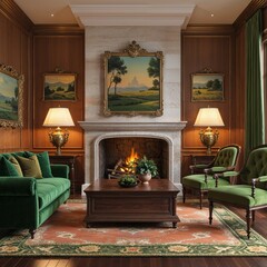 living room with fireplace