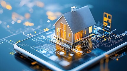 Smartphone screen displaying a real estate app with various property listings home search tools and digital interface for buying selling or renting residential and commercial real estate