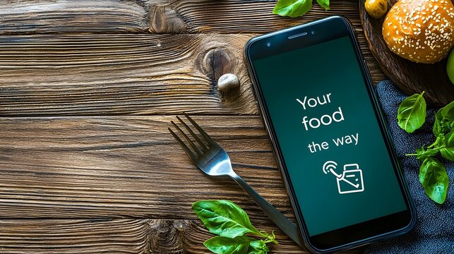 Smartphone screen displaying an app notification about a food delivery order showing the estimated arrival time for the customer s meal
