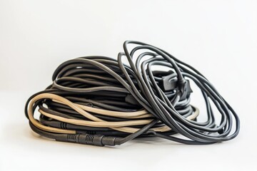 Intricate Network of Black and Beige Cables - A Modern Technological Tapestry
