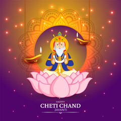 Vector illustration of Happy Jhulelal Jayanti social media template