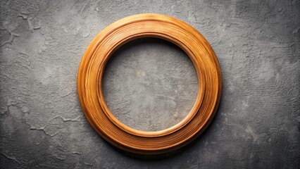 Circular Wooden Frame Mockup on Textured Gray Wall for Art Display, Stylish Round Frame Photography, Perfect for Showcasing Artwork, Home Decor, Interior Design, Macro Shot