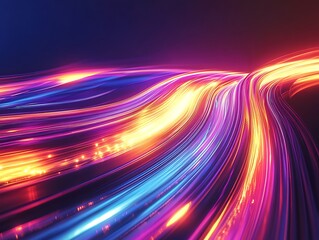 Abstract Glowing Light Trails with Vibrant Colors Creating a Futuristic Energy Wave Effect in a Dynamic Digital Motion Background for Modern and Tech Themes
