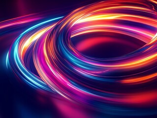Abstract Glowing Light Trails with Vibrant Colors Creating a Futuristic Energy Wave Effect in a Dynamic Digital Motion Background for Modern and Tech Themes