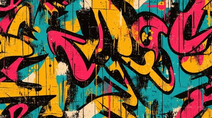 A vibrant graffiti seamless pattern featuring a grunge texture.