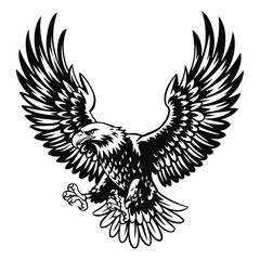 Eagle silhouette vector illustration with a bold and majestic design. Isolated on a white background. Perfect for logos, icons, and graphic projects.