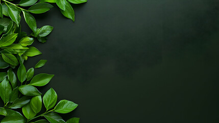 Fototapeta premium Green Leaves on Dark Background