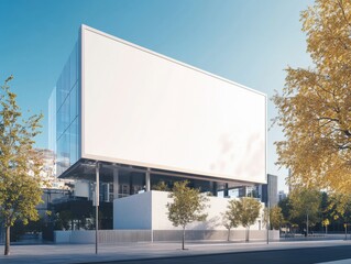 Obraz premium Urban Advertisement Canvas Blank Commercial Facade Signage Display Structure Outdoor Viewscape