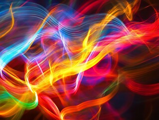 Naklejka premium Abstract Glowing Light Trails with Vibrant Colors Creating a Futuristic Energy Wave Effect in a Dynamic Digital Motion Background for Modern and Tech Themes