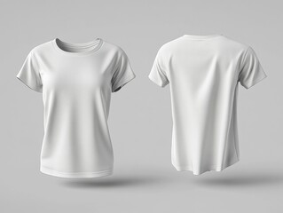 White Cotton T Shirt Mockup Front and Back Views Casual Clothing Template Simple Style and Presentation