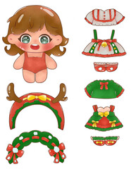Fototapeta premium Cute character with festive outfits and accessories for holiday fun