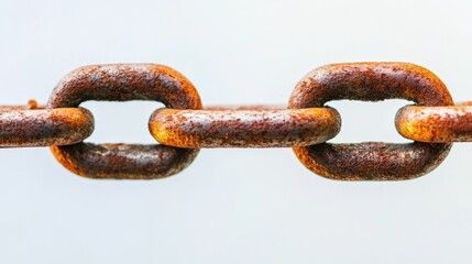 Fototapeta premium Rusty Metal Chain Links Against Soft Background Showing Connection and Unity Concept with Detailed Texture and Color Variation