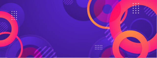 Fototapeta premium Purple gradient geometric background with vibrant overlapping circles and abstract designs, ideal for web design, print projects, or digital art applications