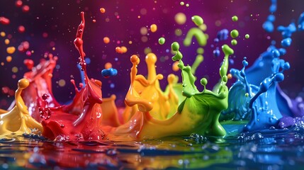 Vibrant Rainbow Paint Splash Abstract Colorful Explosion