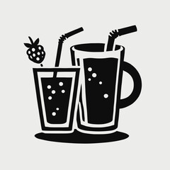 Obraz premium Smoothie Drink Silhouette in black on a white background