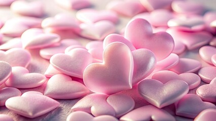 Obraz premium Macro Photography of Pink Heart Shapes on a White Background - Romantic Love Symbols, Sweet Decor, Valentine's Day Inspiration, Close-Up Detail, Soft Colors, Artistic Composition