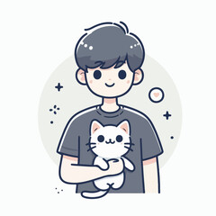 cartoon vector illustration of a person with a cat