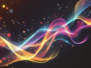 Abstract Glowing Light Trails with Vibrant Colors Creating a Futuristic Energy Wave Effect in a Dynamic Digital Motion Background for Modern and Tech Themes