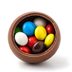 Candy inside chocolate image on white backgound