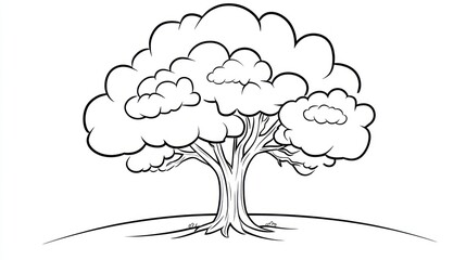 Cartoon tree illustration, nature, white background, children's book