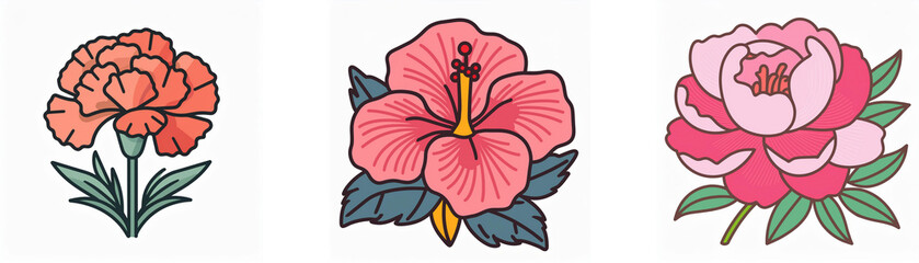 Fototapeta premium A trifold image showcases a poppy, dogwood, and iris. The double exposure effect is subtle, highlighting the floral details.