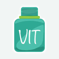 Fototapeta premium Vitamin Bottle Vector Illustration Sticker. Simple vitamin bottle vector sticker, perfect for health, wellness, and pharmacy designs