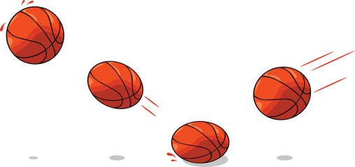 Bounching basketball motion vector illustration.