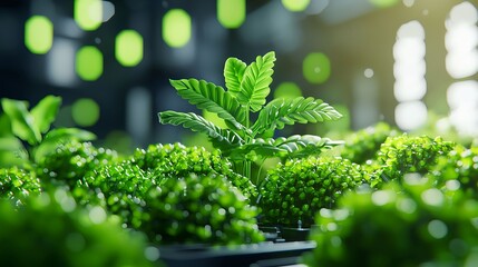 Green Sprout Growing Among Lush Greenery