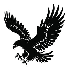 Eagle silhouette vector illustration with a bold and majestic design. Isolated on a white background. Perfect for logos, icons, and graphic projects.