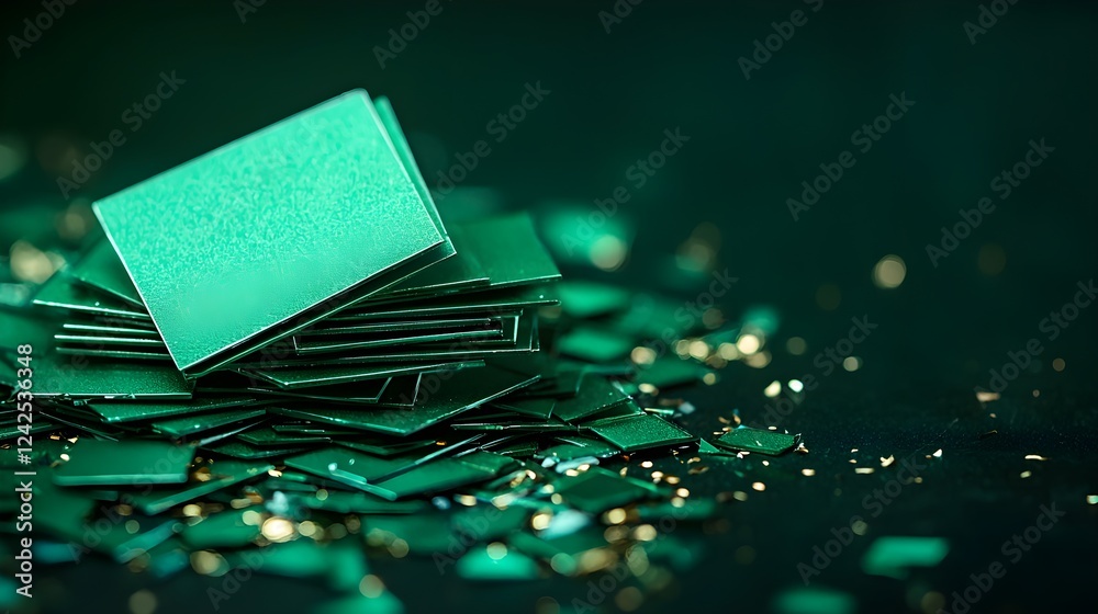 Canvas Prints green square tech chips on dark background