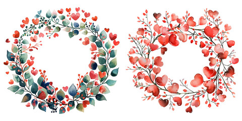 romantic valentine wreath watercolor vector illustration