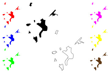 Burgas city (Republic of Bulgaria) map vector illustration, scribble sketch Bourgas map