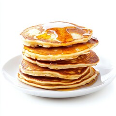 A Stack Of Golden Brown Pancakes With Syrup, Generative AI.