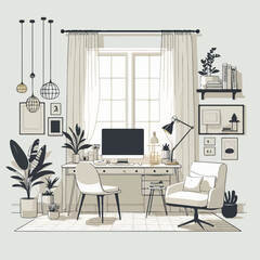 designer workplace room vector illustration