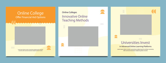 School admission social media post banner design. back to school social media post banner design set. Back to school admission promotion banner. school admission template for social media ad.